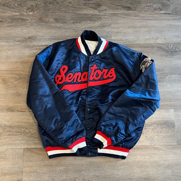 Vintage Starter Washington Senators Cooperstown Collection Satin Bomber Jacket L - Picture 2 of 6